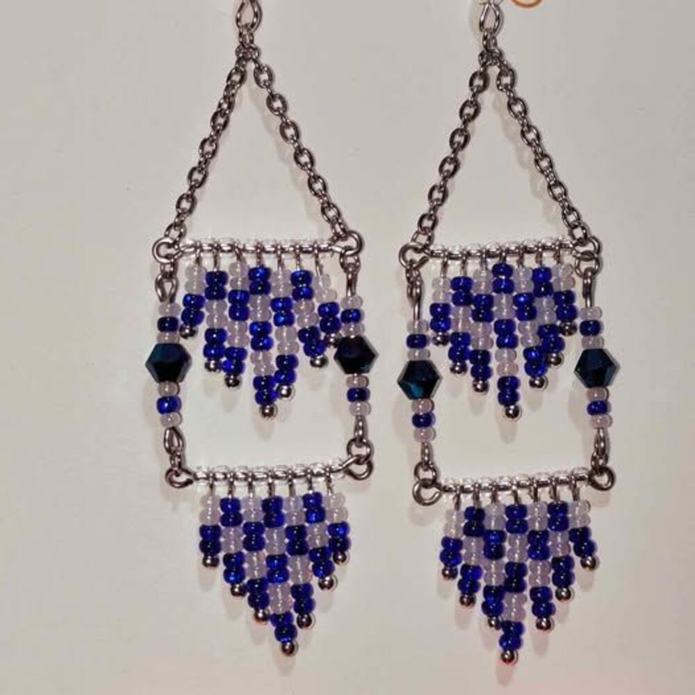 Blue Chandelier Dangle Earrings